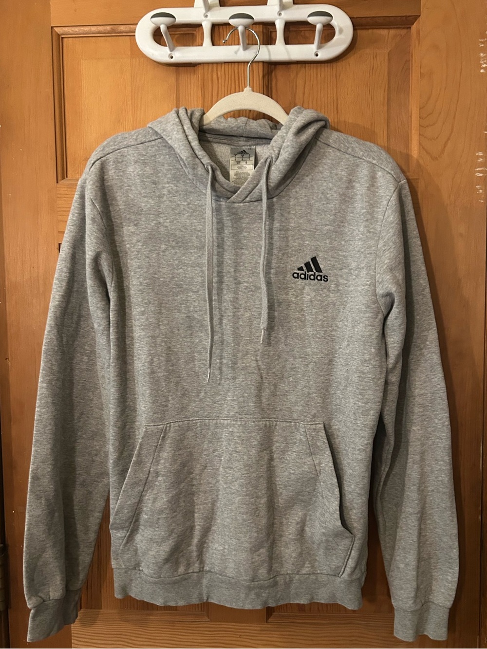 adidas Light Gray Pullover Hoodie with Black Logo